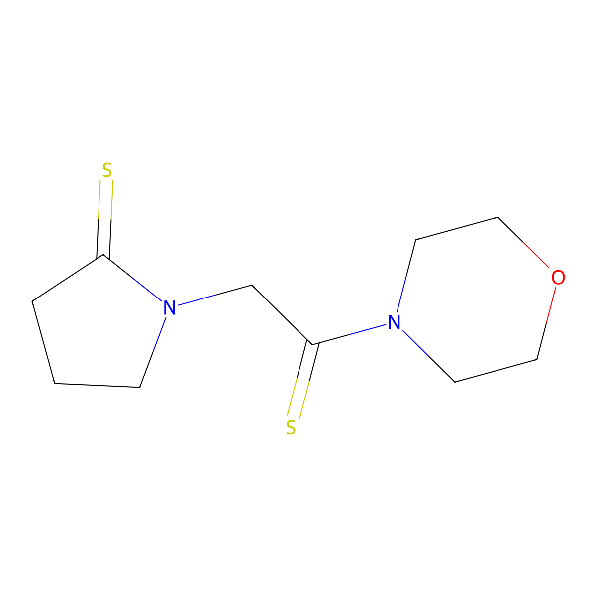 Morpholine, 4-(1-thioxo-2-(2-thioxo-1-pyrrolidinyl)ethyl)- molecular structure, CAS 127040-62-4