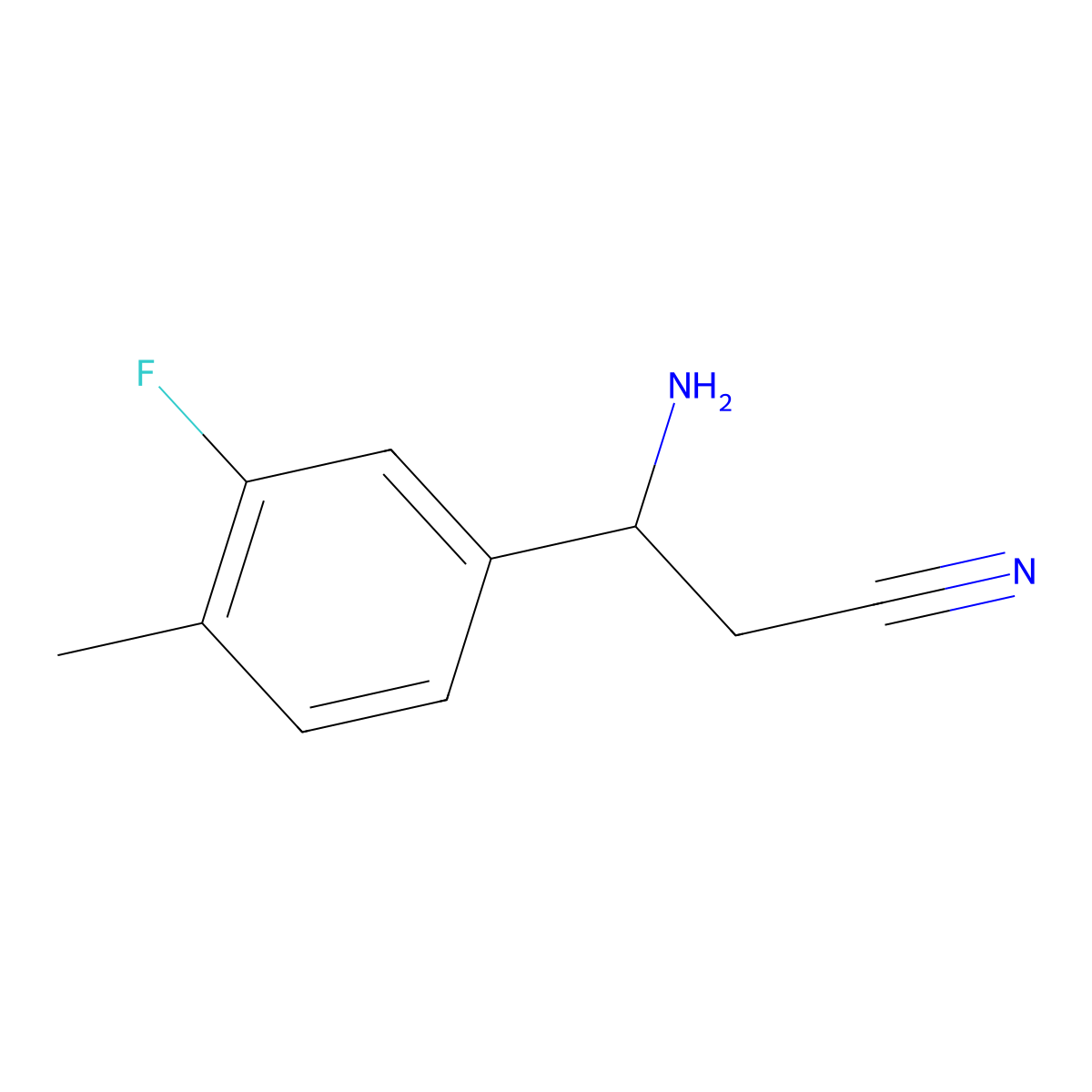3-Amino-3-(3-fluoro-4-methylphenyl)propanenitrile molecular structure, CAS 1270402-00-0