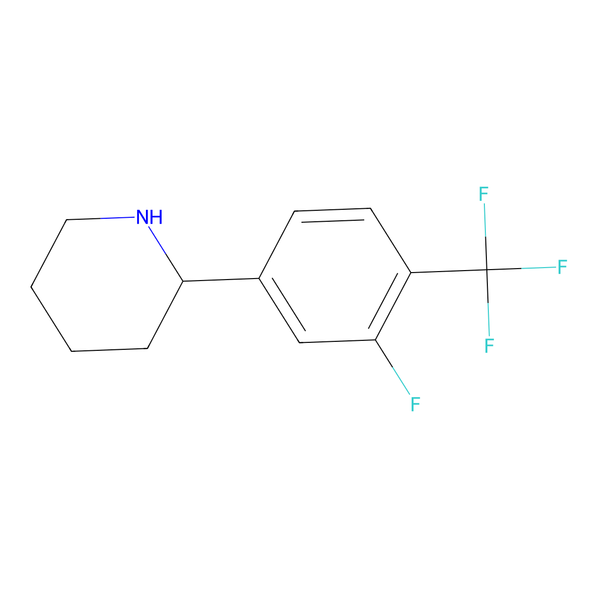2-[3-Fluoro-4-(trifluoromethyl)phenyl]piperidine molecular structure, CAS 1270402-02-2