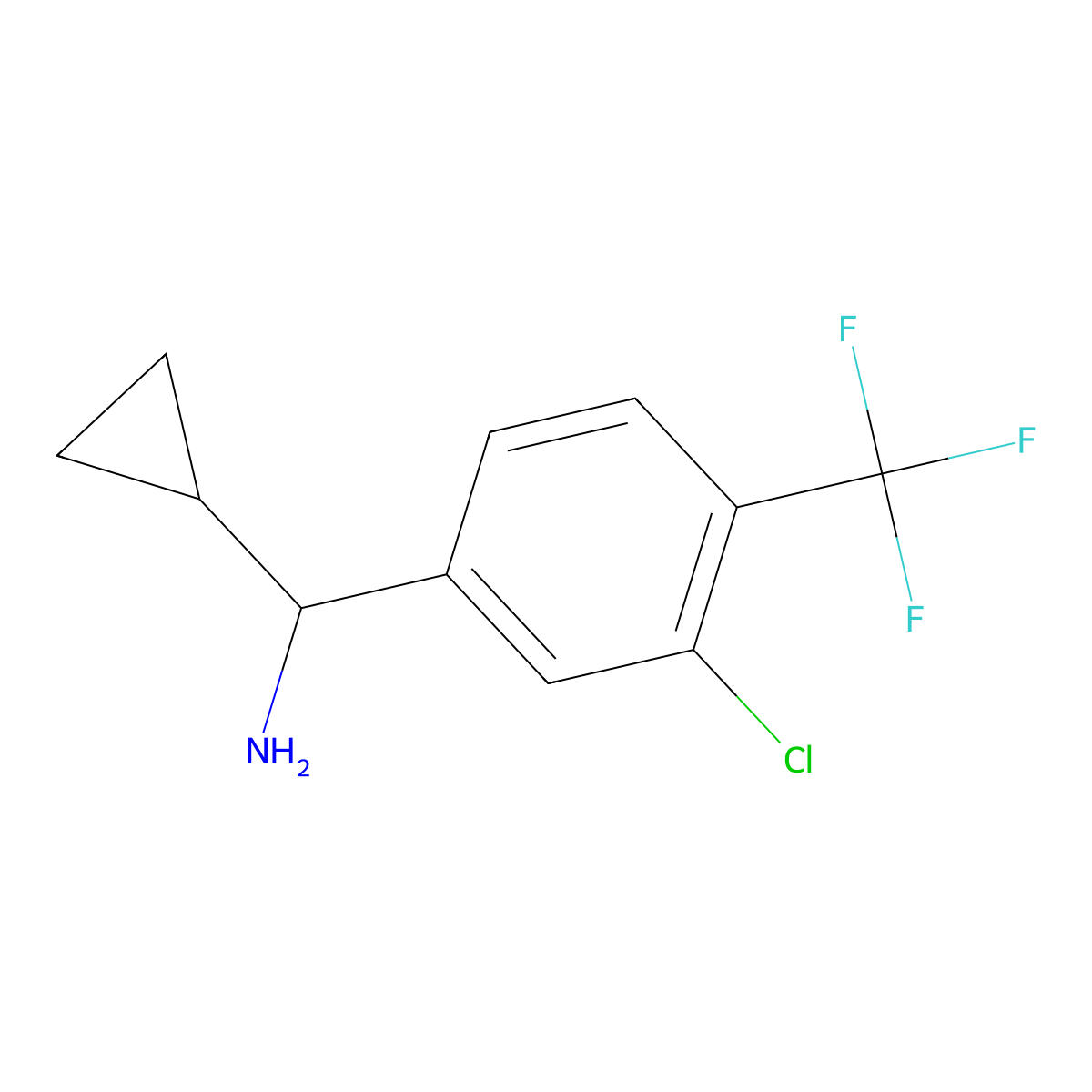 [3-Chloro-4-(trifluoromethyl)phenyl](cyclopropyl)methanamine molecular structure, CAS 1270402-17-9