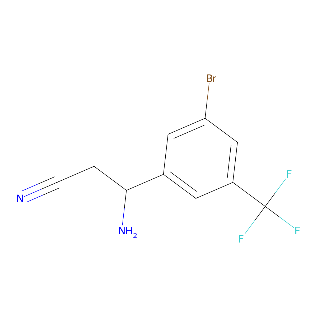 3-Amino-3-[5-bromo-3-(trifluoromethyl)phenyl]propanenitrile molecular structure, CAS 1270403-11-6