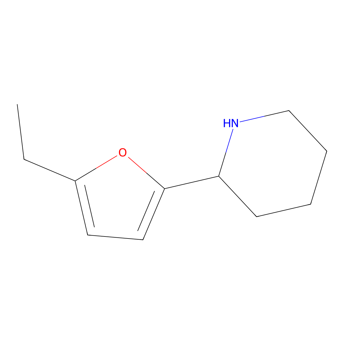 2-(5-Ethylfuran-2-yl)piperidine molecular structure, CAS 1270404-67-5