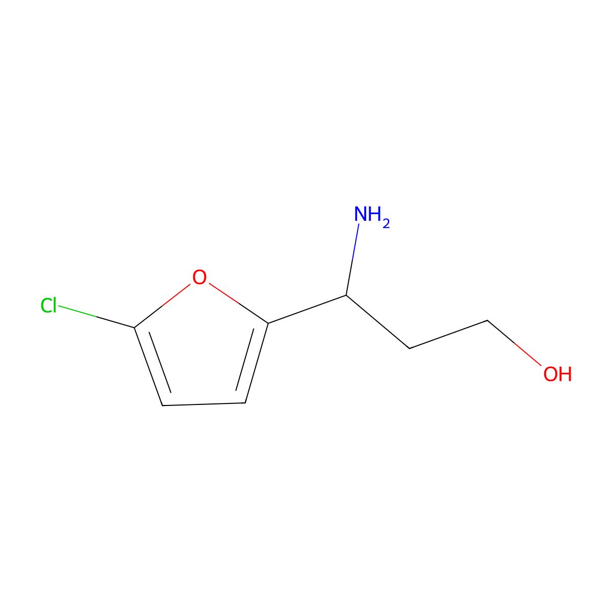 3-Amino-3-(5-chlorofuran-2-yl)propan-1-ol molecular structure, CAS 1270404-83-5
