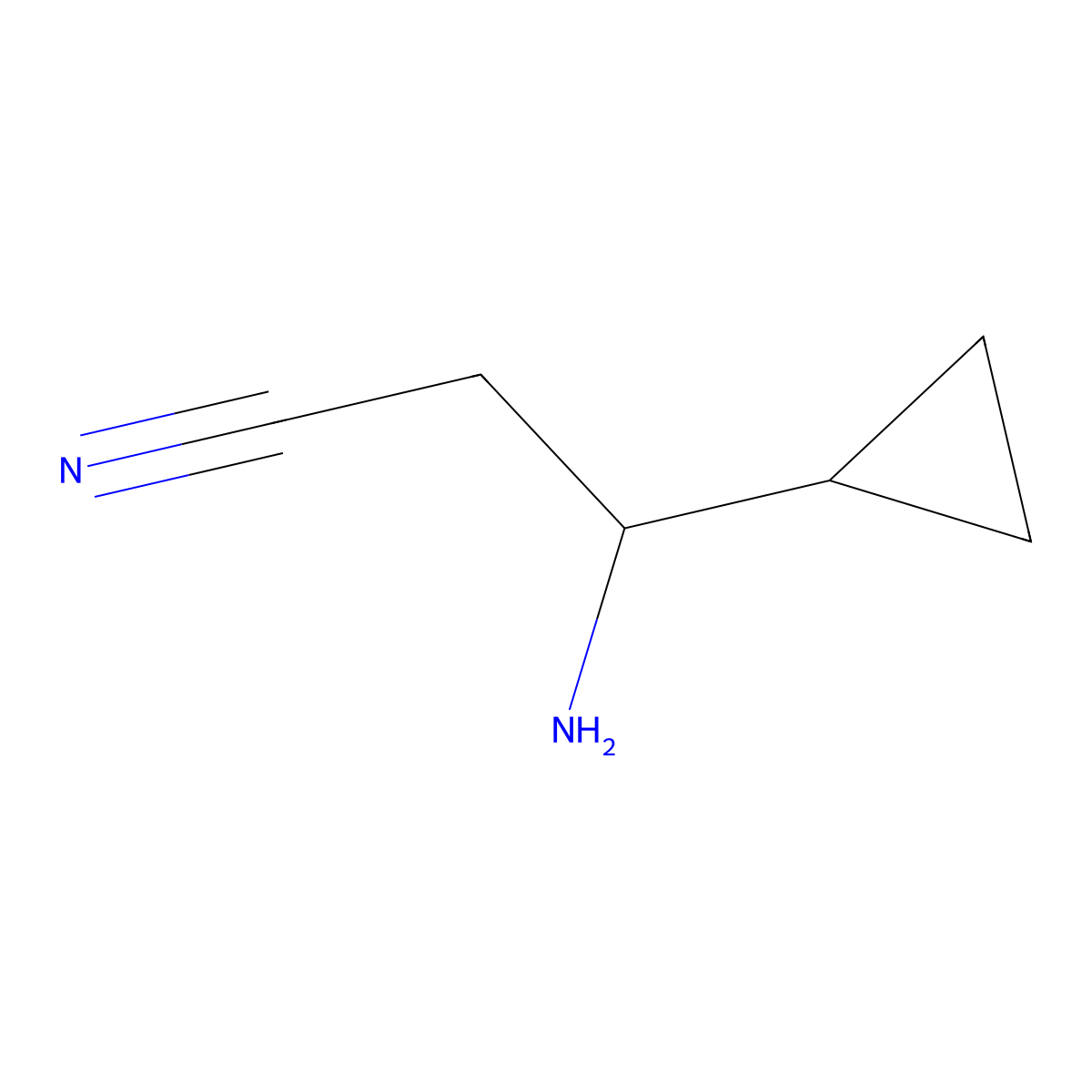 3-Amino-3-cyclopropylpropanenitrile molecular structure, CAS 1270405-54-3