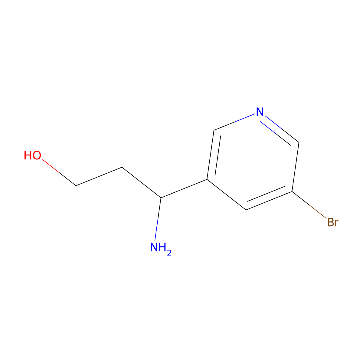 3-Amino-3-(5-bromopyridin-3-yl)propan-1-ol molecular structure, CAS 1270406-29-5