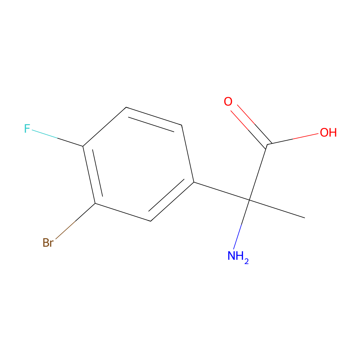 2-Amino-2-(3-bromo-4-fluorophenyl)propanoic acid molecular structure, CAS 1270408-61-1