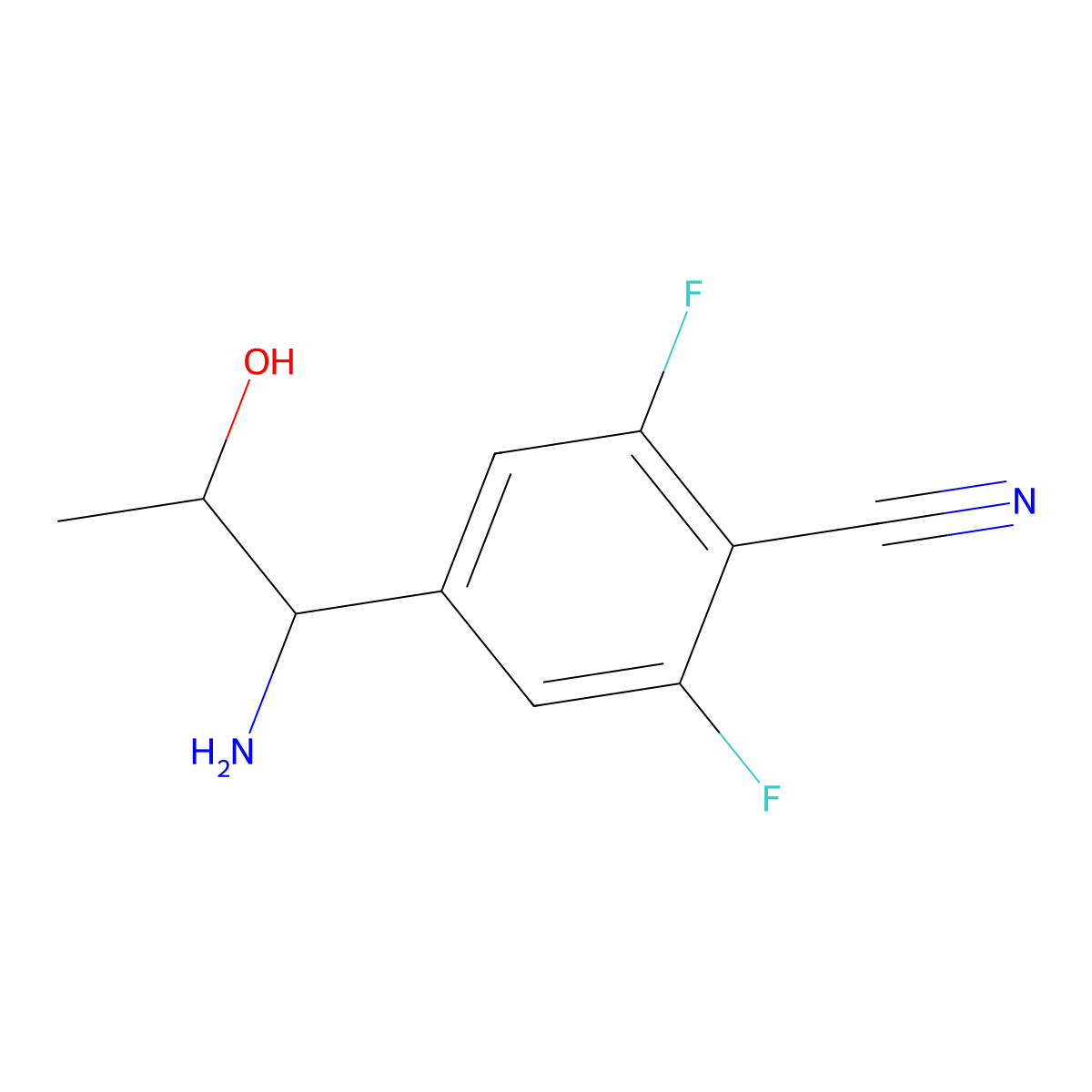 4-(1-Amino-2-hydroxypropyl)-2,6-difluorobenzenecarbonitrile molecular structure, CAS 1270409-35-2