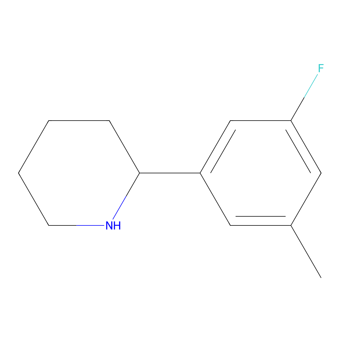 2-(3-Fluoro-5-methylphenyl)piperidine molecular structure, CAS 1270409-75-0