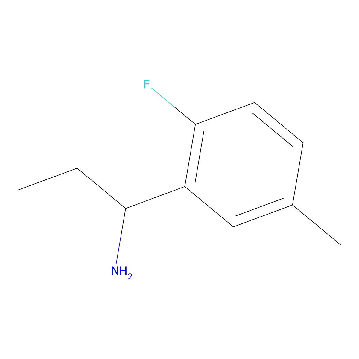 1-(2-Fluoro-5-methylphenyl)propan-1-amine molecular structure, CAS 1270409-90-9