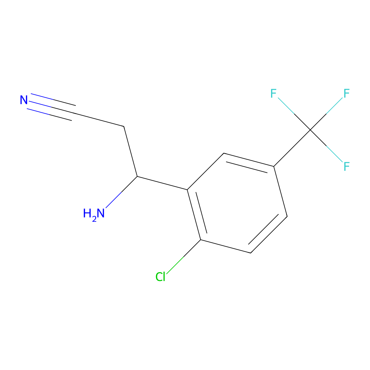 3-Amino-3-[2-chloro-5-(trifluoromethyl)phenyl]propanenitrile molecular structure, CAS 1270410-30-4
