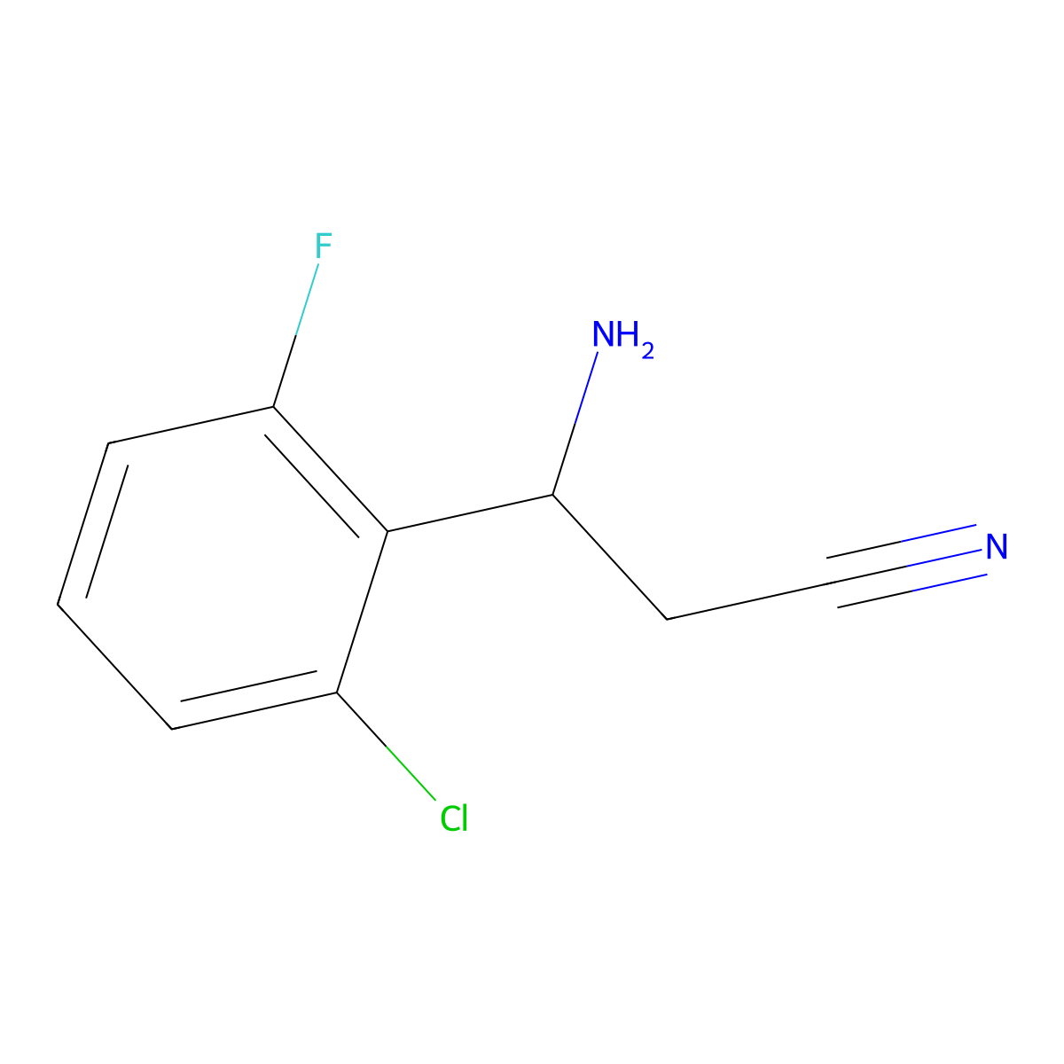 3-Amino-3-(2-chloro-6-fluorophenyl)propanenitrile molecular structure, CAS 1270412-98-0
