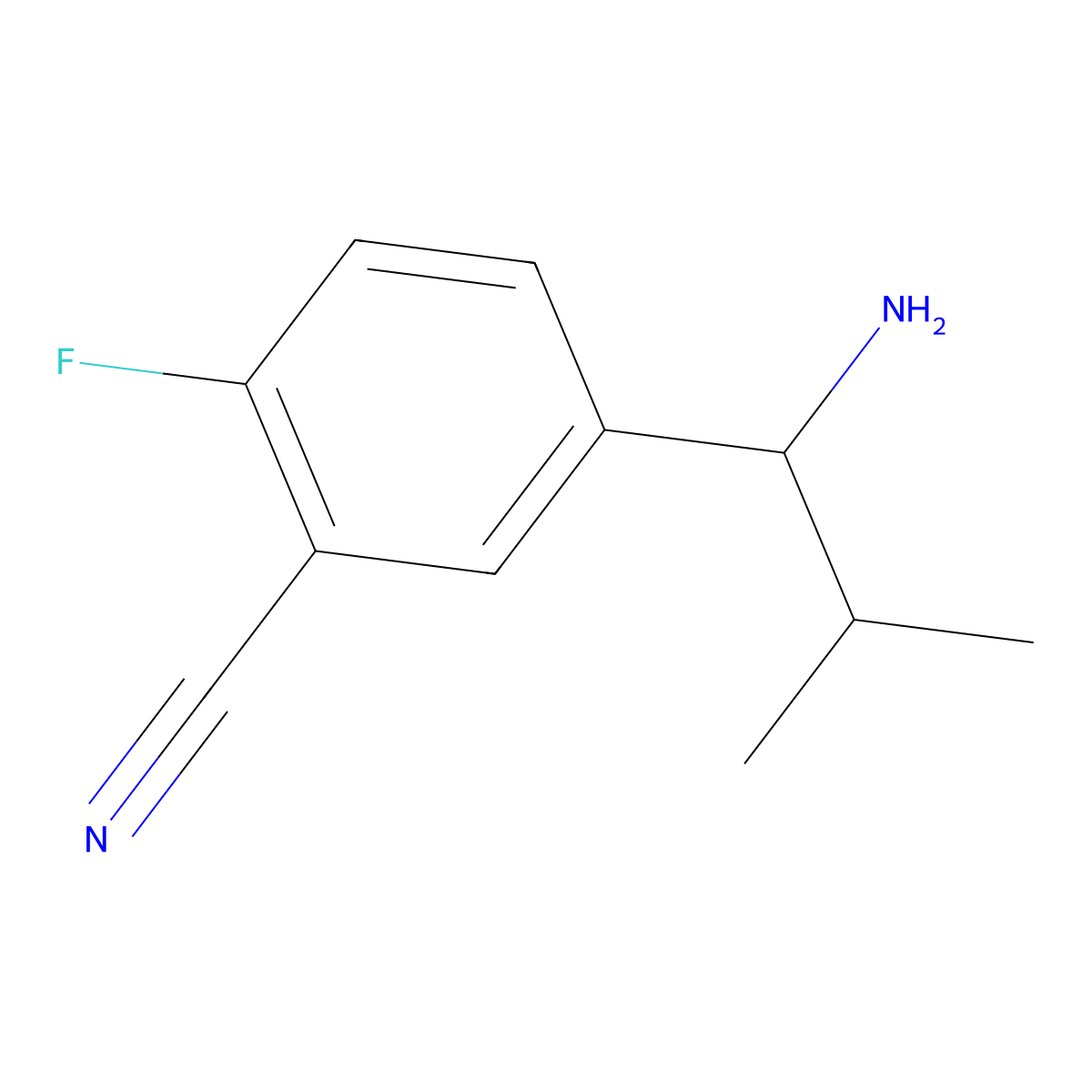 5-(1-Amino-2-methylpropyl)-2-fluorobenzonitrile molecular structure, CAS 1270414-93-1