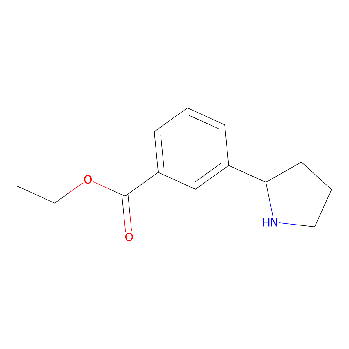 Ethyl 3-(pyrrolidin-2-yl)benzoate molecular structure, CAS 1270415-65-0