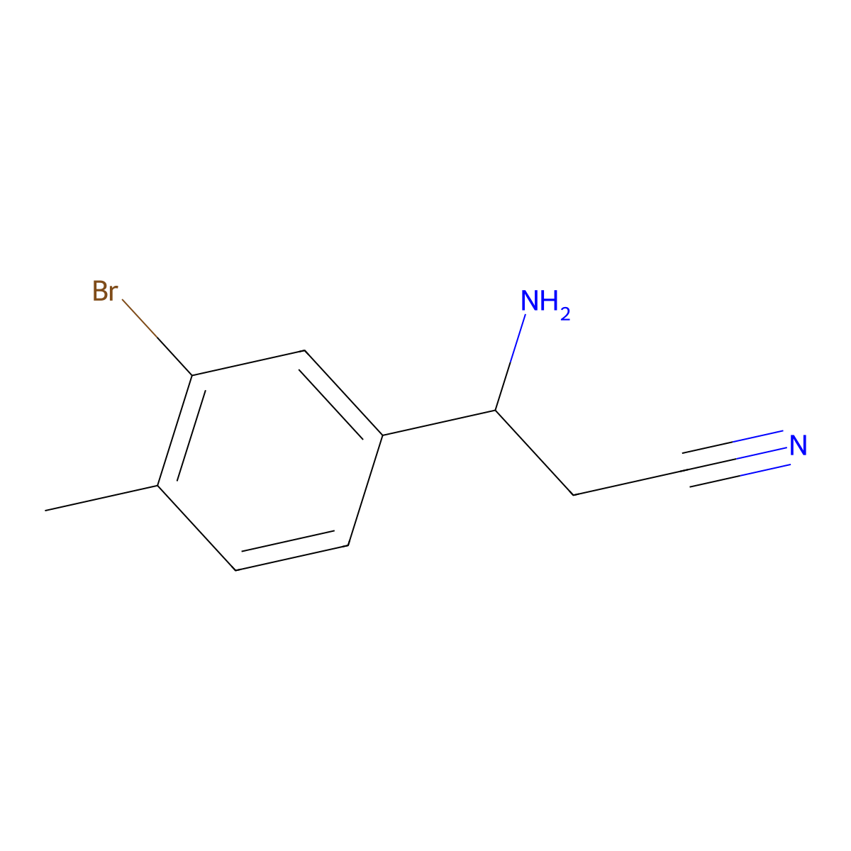 3-Amino-3-(3-bromo-4-methylphenyl)propanenitrile molecular structure, CAS 1270417-78-1
