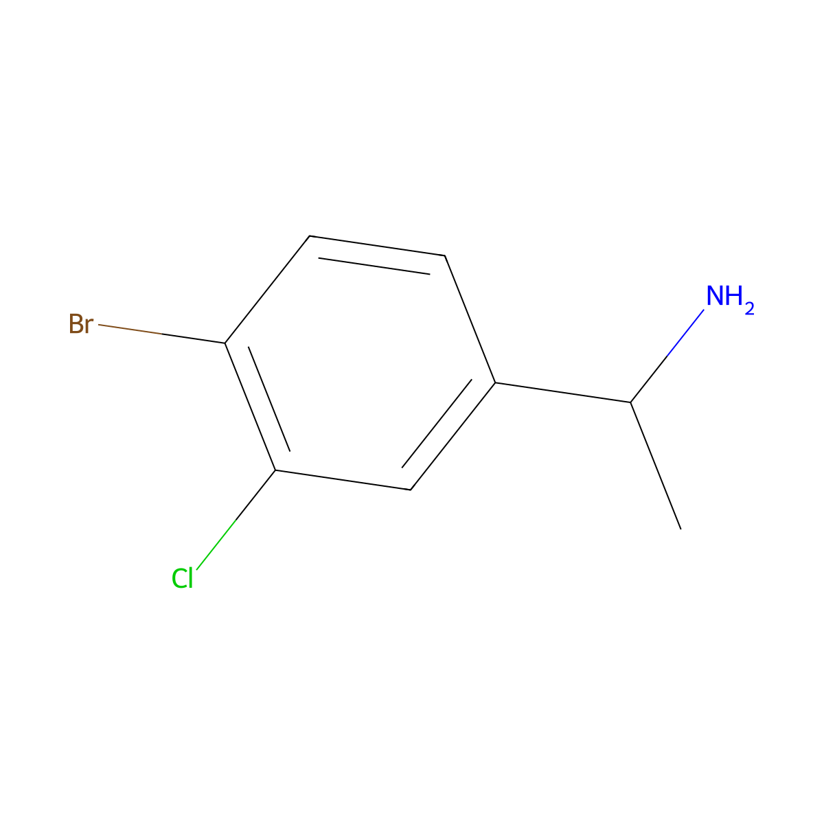 1-(4-Bromo-3-chlorophenyl)ethan-1-amine molecular structure, CAS 1270417-99-6