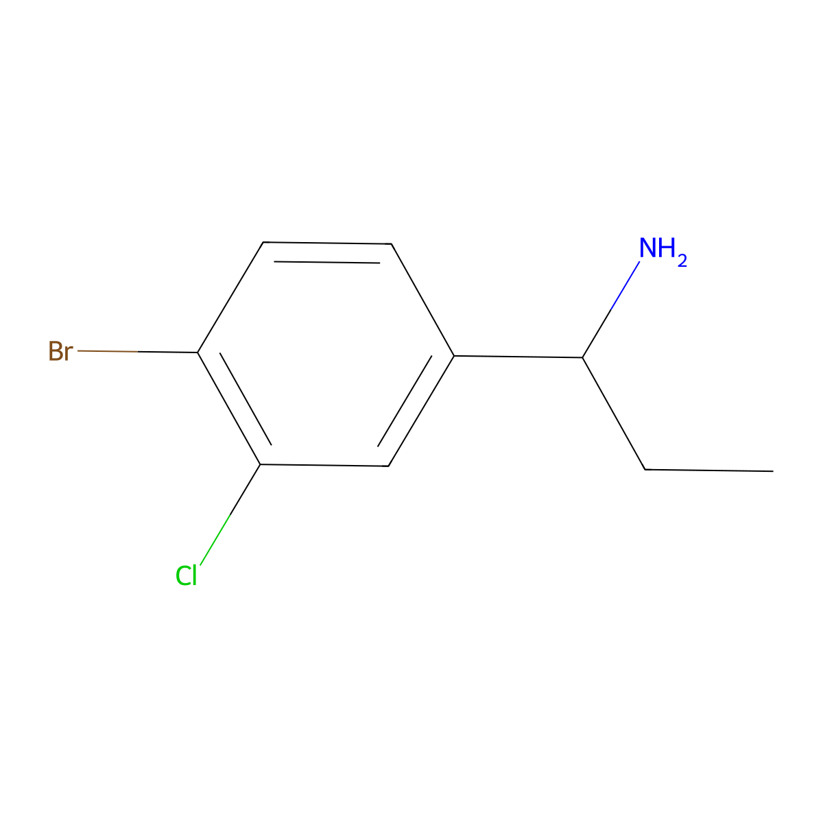 4-Bromo-3-chloro-|A-ethylbenzenemethanamine molecular structure, CAS 1270418-04-6
