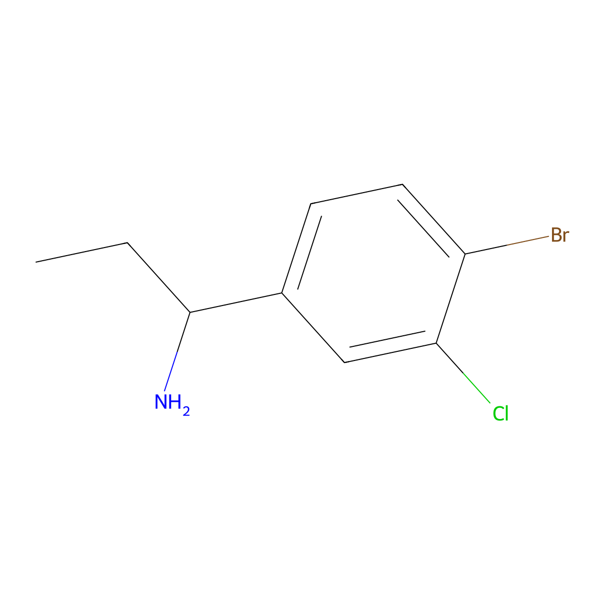 4-Bromo-3-chloro-|A-ethylbenzenemethanamine molecular structure, CAS 1270418-04-6