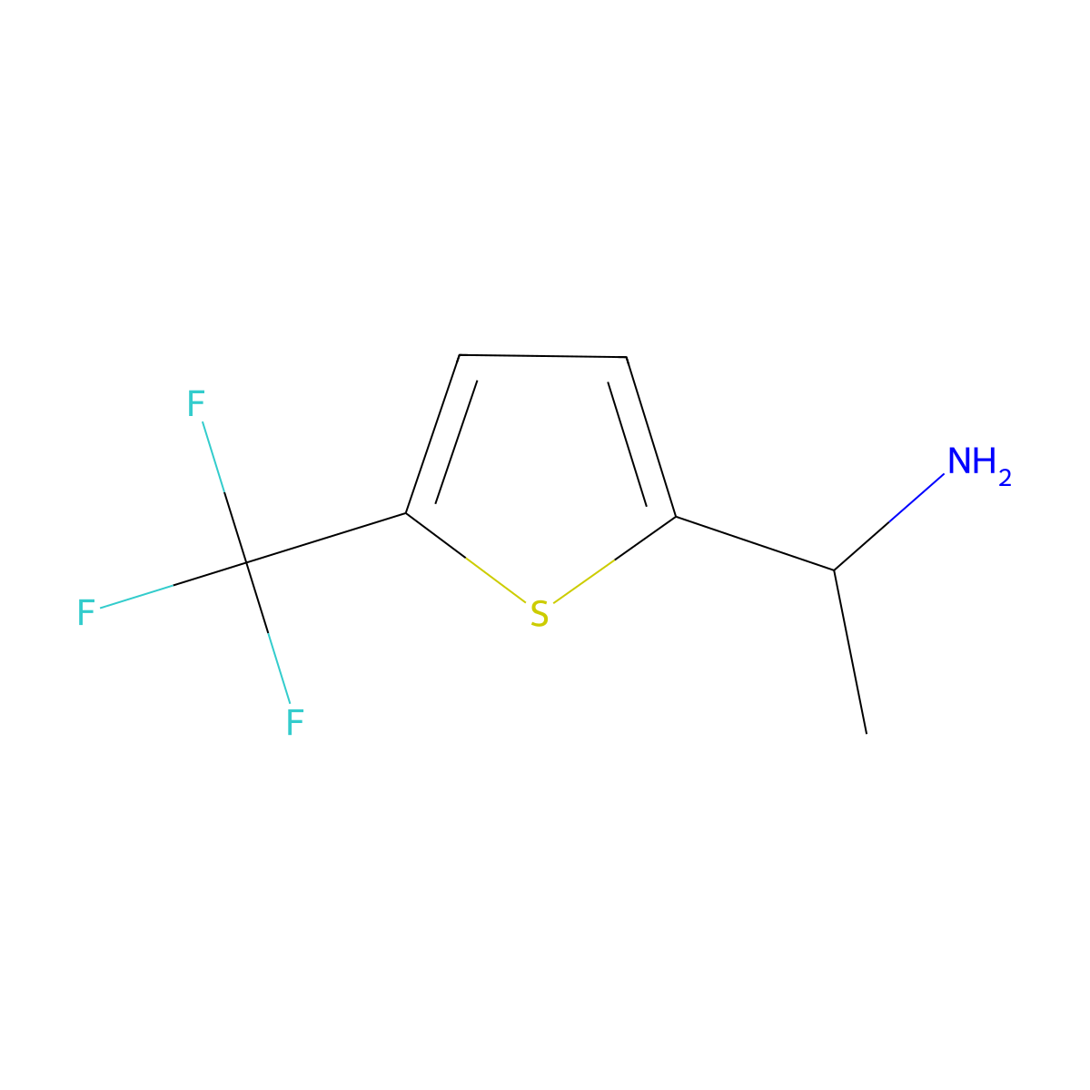 1-[5-(Trifluoromethyl)thiophen-2-yl]ethan-1-amine molecular structure, CAS 1270420-10-4
