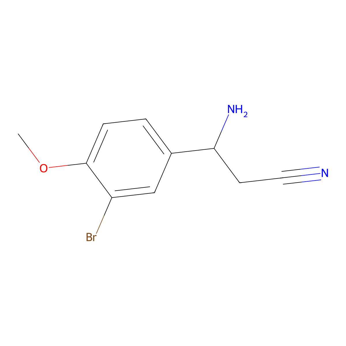 3-Amino-3-(3-bromo-4-methoxyphenyl)propanenitrile molecular structure, CAS 1270420-73-9