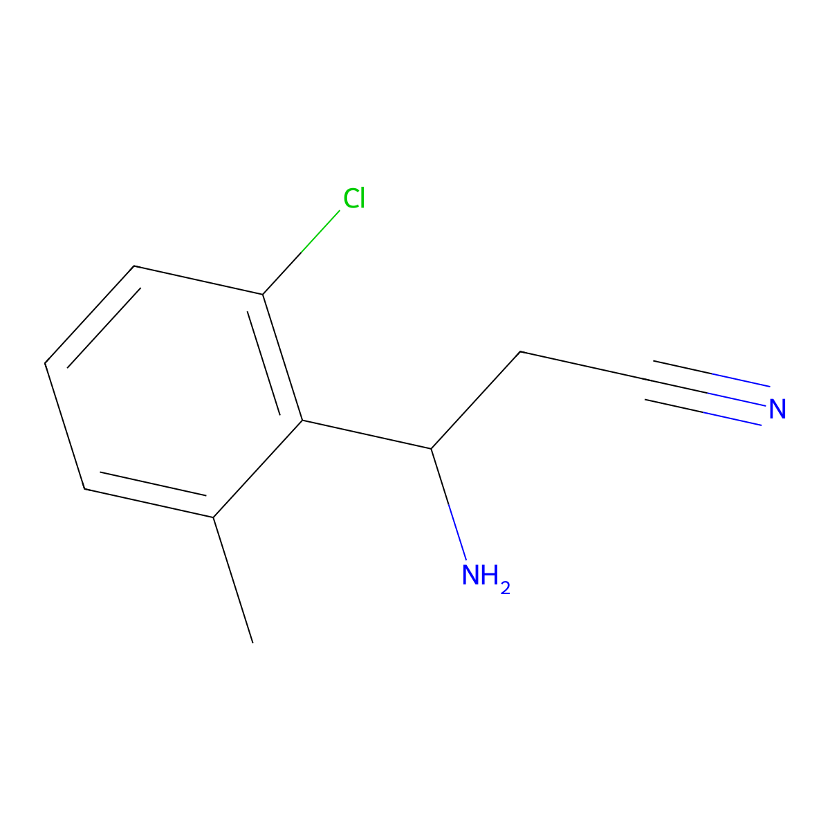 3-Amino-3-(2-chloro-6-methylphenyl)propanenitrile molecular structure, CAS 1270420-88-6