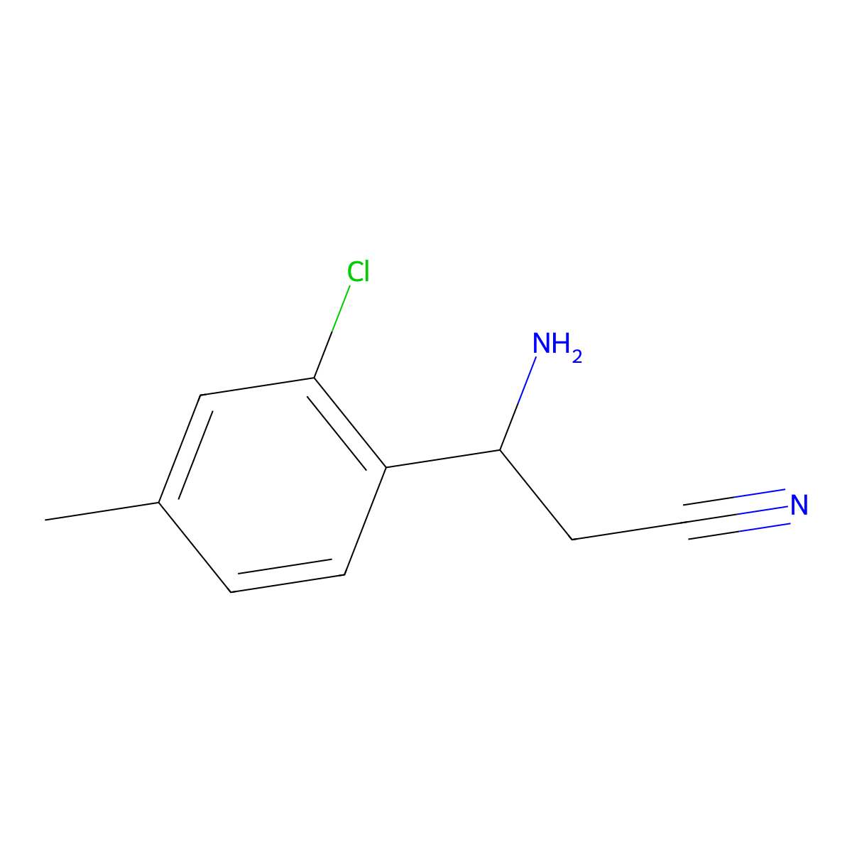 3-Amino-3-(2-chloro-4-methylphenyl)propanenitrile molecular structure, CAS 1270421-65-2