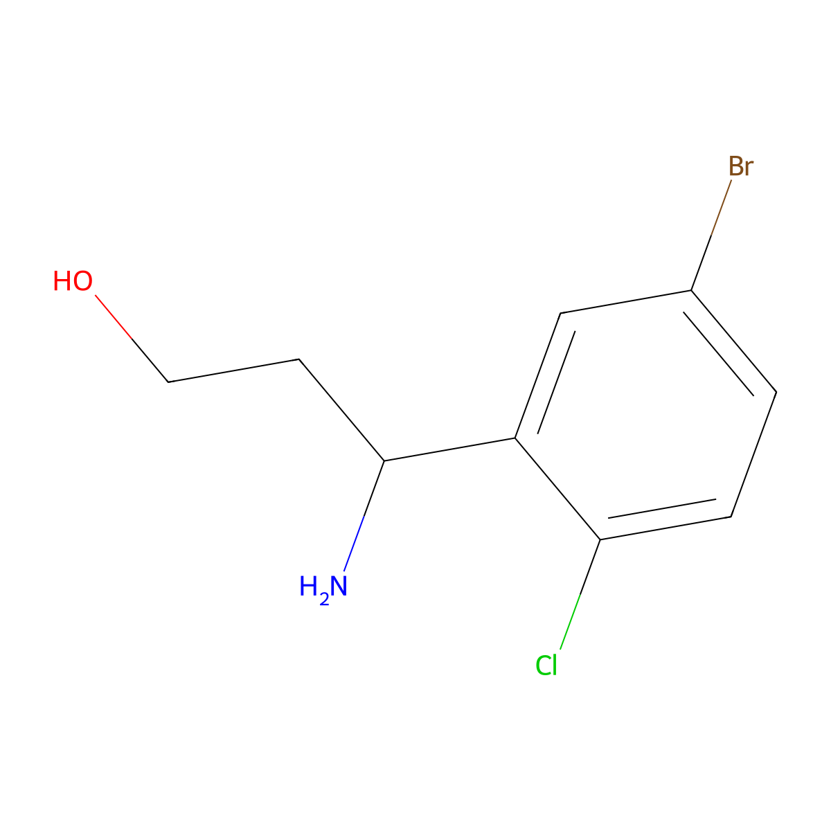 3-Amino-3-(5-bromo-2-chlorophenyl)propan-1-ol molecular structure, CAS 1270422-00-8
