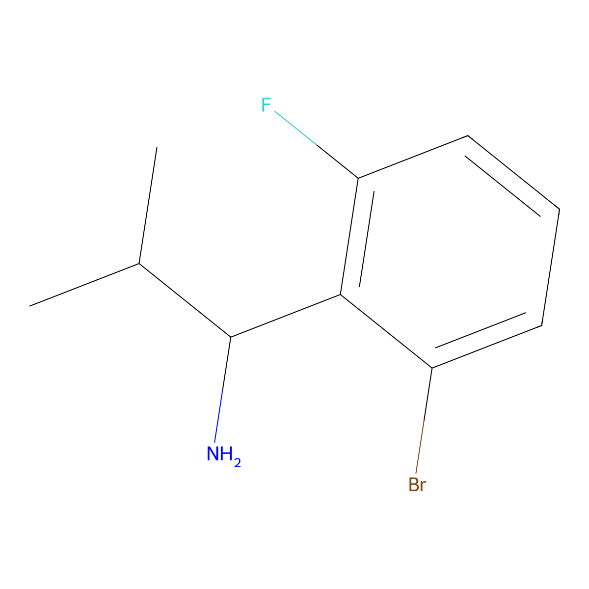1-(2-Bromo-6-fluorophenyl)-2-methylpropan-1-amine molecular structure, CAS 1270423-89-6
