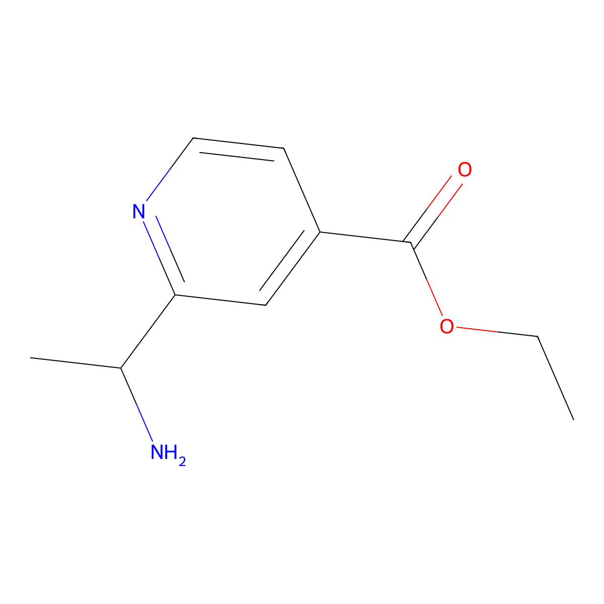 Ethyl 2-(1-aminoethyl)pyridine-4-carboxylate molecular structure, CAS 1270426-03-3
