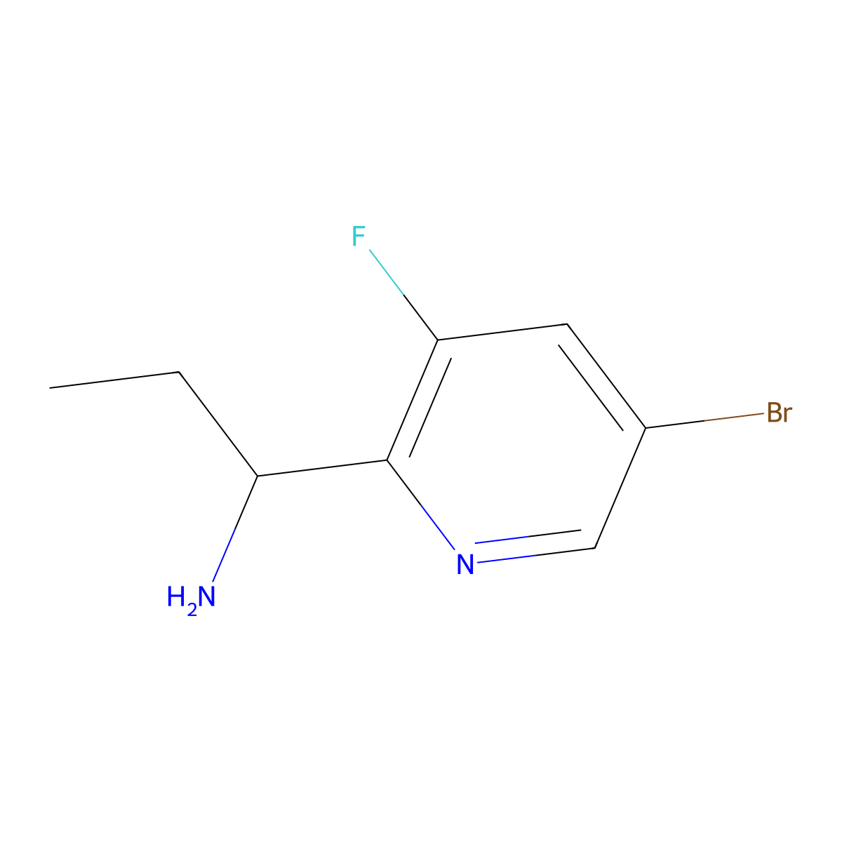 1-(5-Bromo-3-fluoropyridin-2-yl)propan-1-amine molecular structure, CAS 1270426-95-3