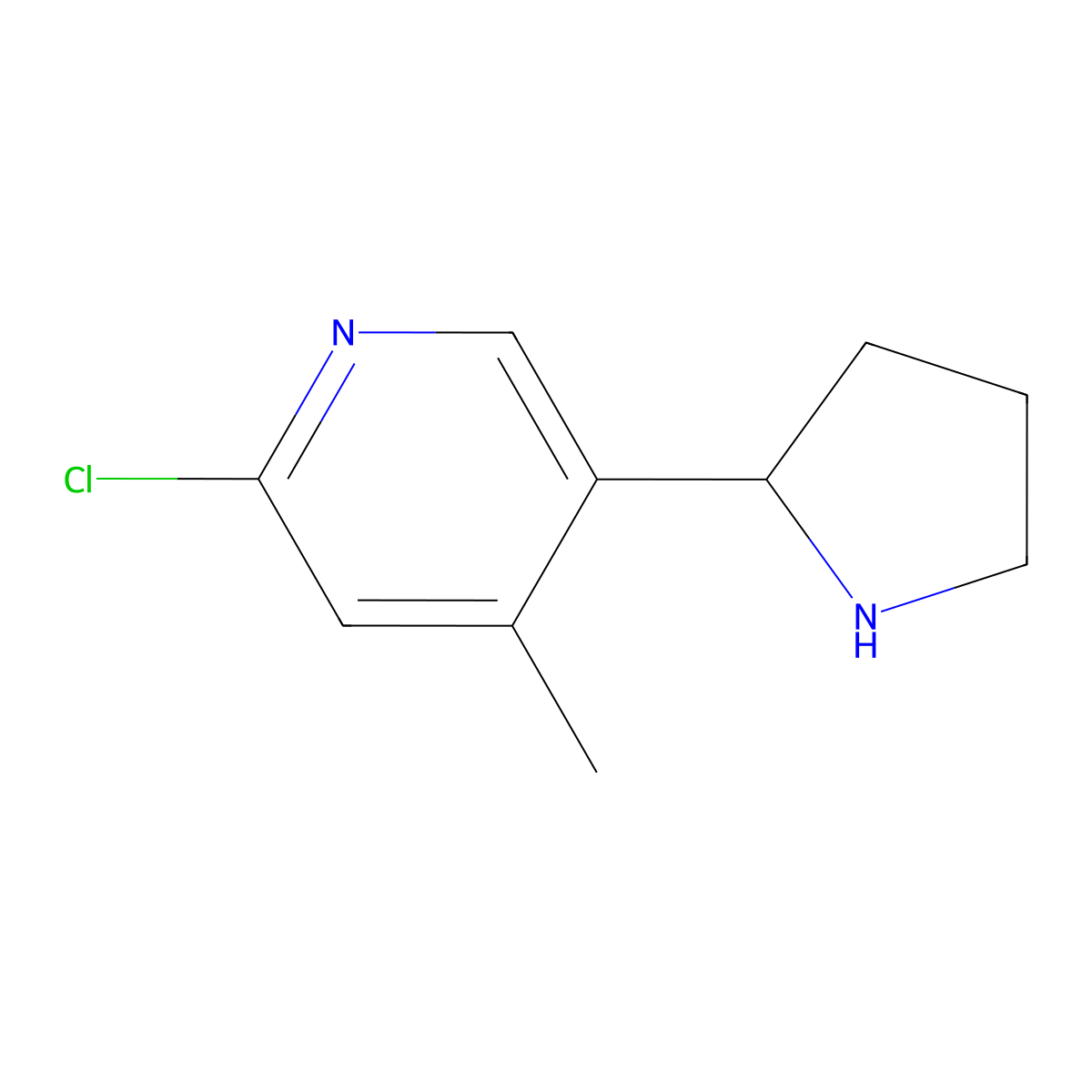 2-Chloro-4-methyl-5-(pyrrolidin-2-yl)pyridine molecular structure, CAS 1270429-41-8
