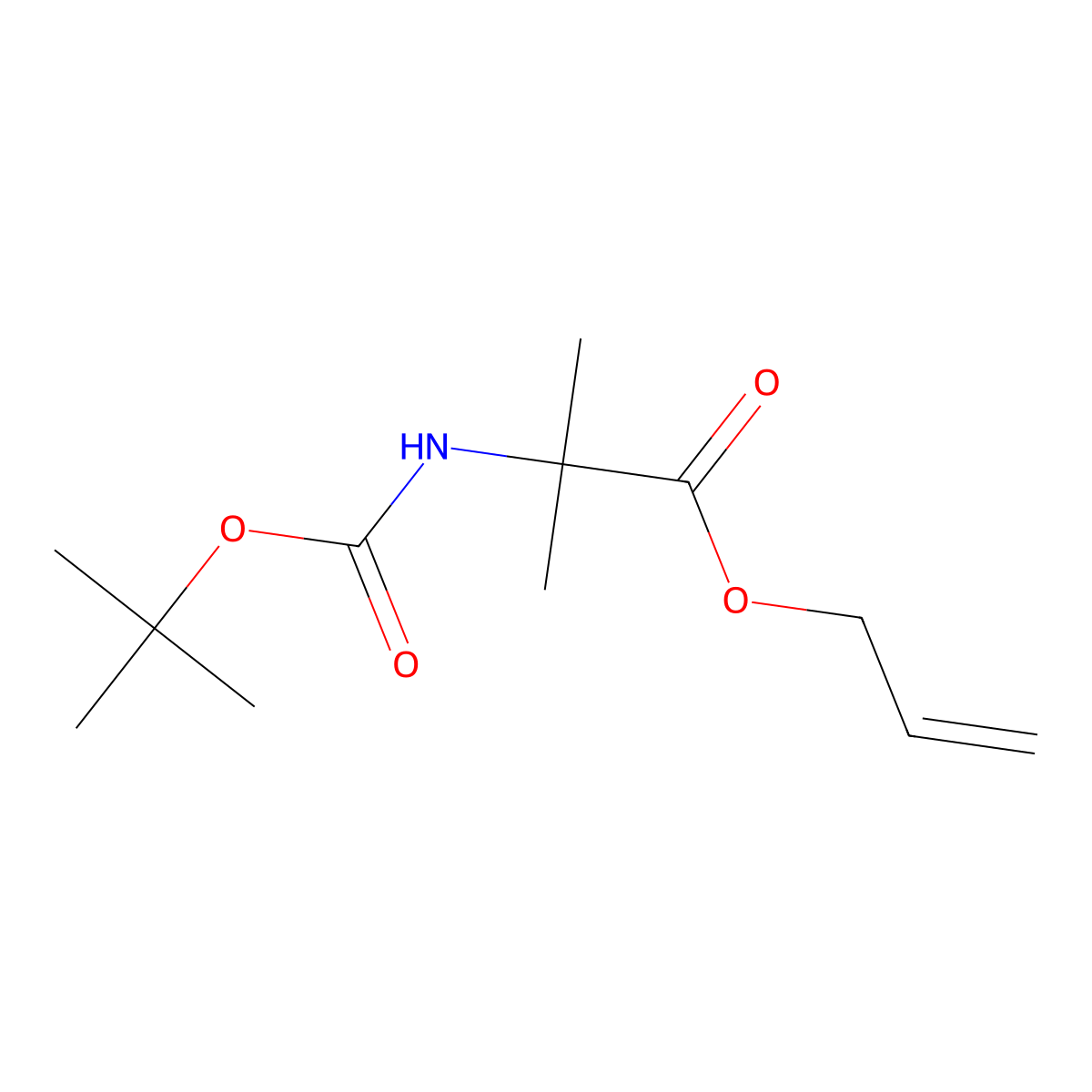 Prop-2-en-1-yl 2-{[(tert-butoxy)carbonyl]amino}-2-methylpropanoate molecular structure, CAS 127043-33-8
