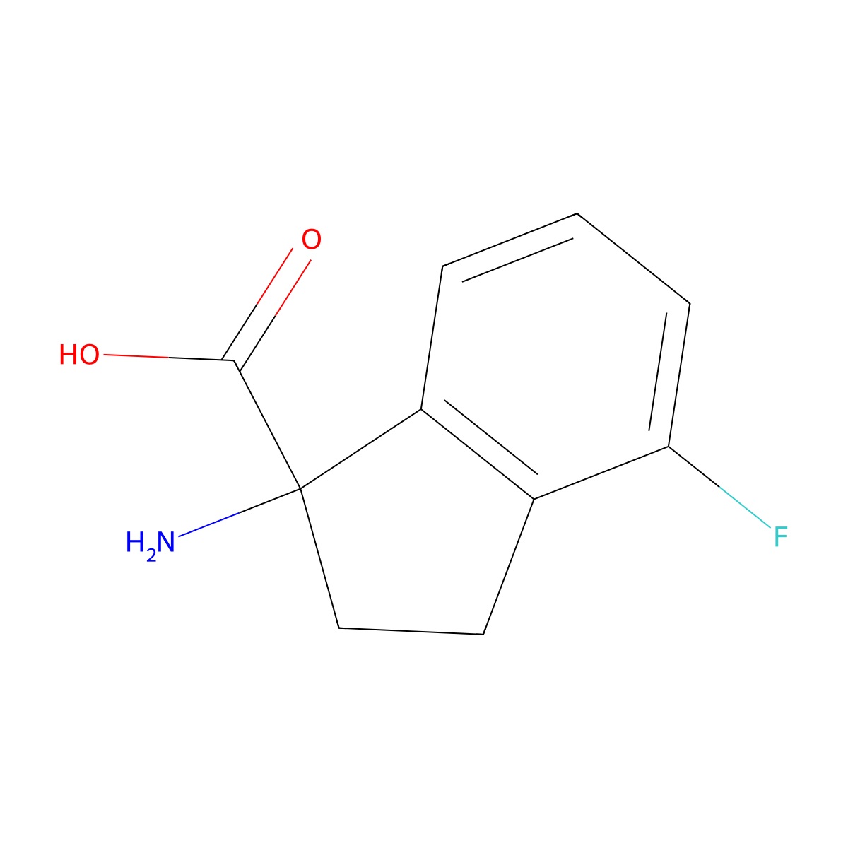 1-amino-4-fluoro-2,3-dihydro-1H-indene-1-carboxylic acid molecular structure, CAS 1270435-39-6