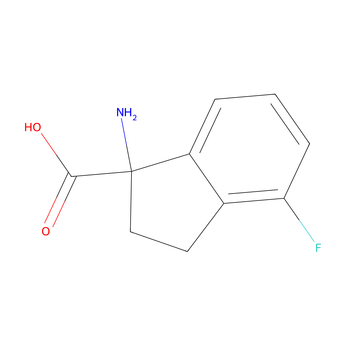 1-amino-4-fluoro-2,3-dihydro-1H-indene-1-carboxylic acid molecular structure, CAS 1270435-39-6