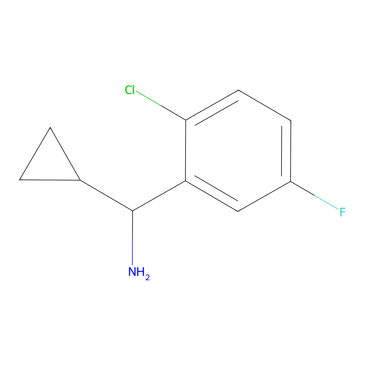 (2-Chloro-5-fluorophenyl)(cyclopropyl)methanamine molecular structure, CAS 1270439-88-7