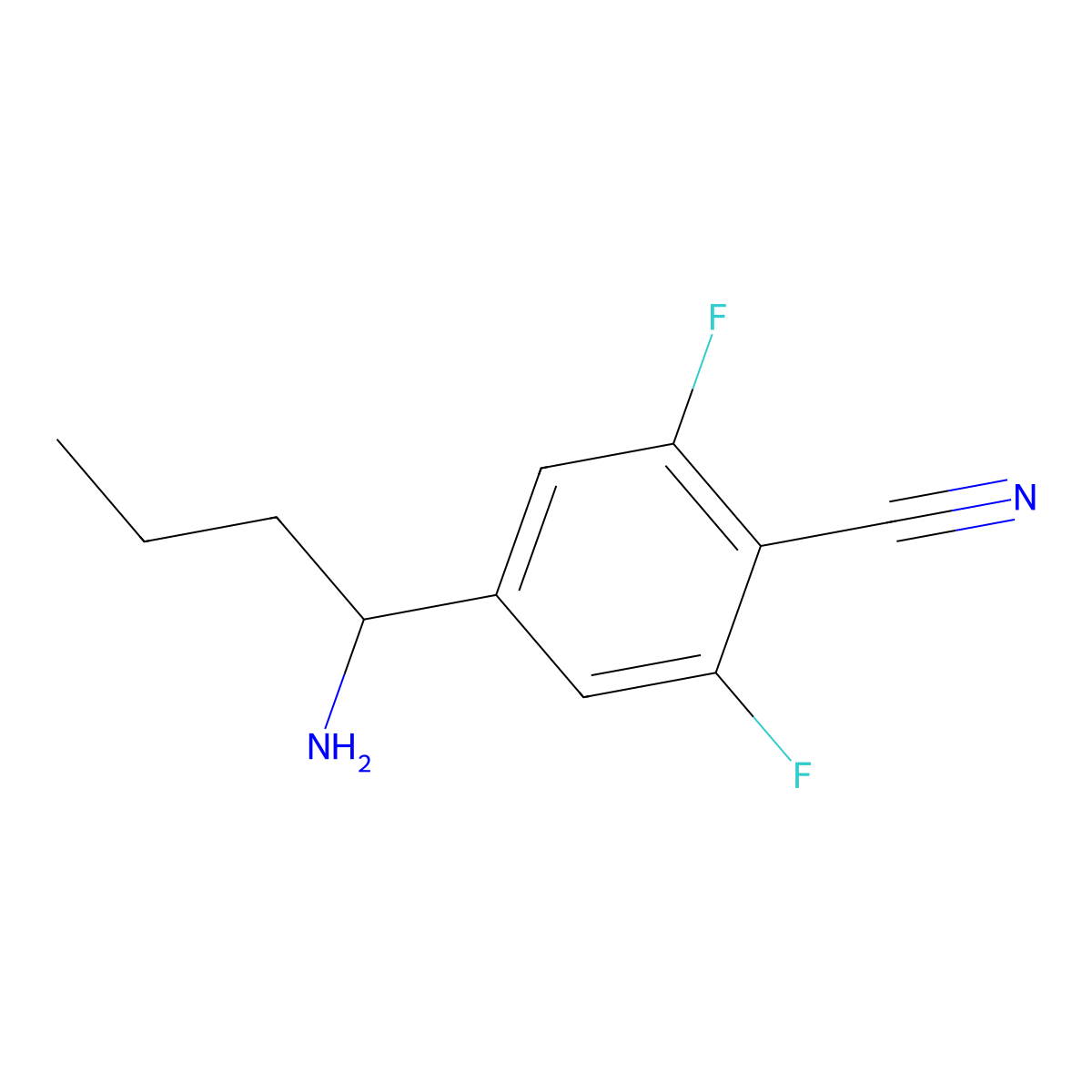4-(Aminobutyl)-2,6-difluorobenzenecarbonitrile molecular structure, CAS 1270443-68-9