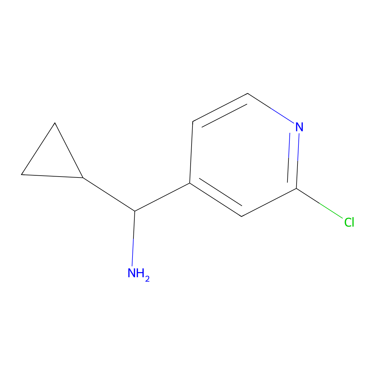 (2-Chloropyridin-4-yl)(cyclopropyl)methanamine molecular structure, CAS 1270444-14-8