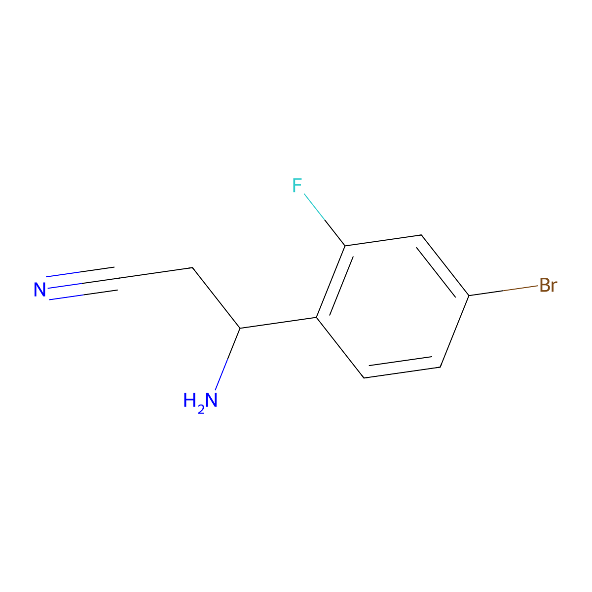 3-Amino-3-(4-bromo-2-fluorophenyl)propanenitrile molecular structure, CAS 1270449-48-3