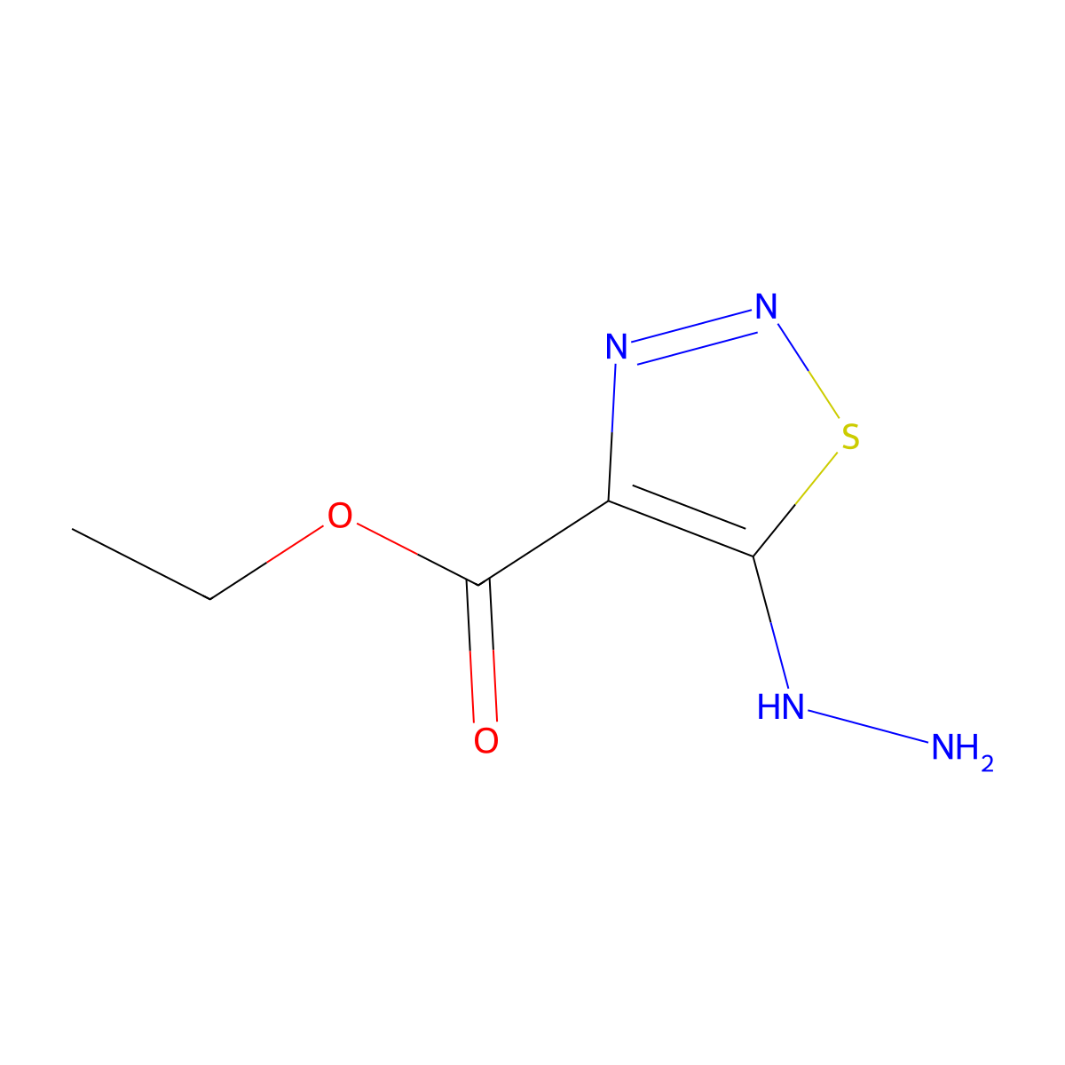 Ethyl 5-hydrazinylthiadiazole-4-carboxylate molecular structure, CAS 127045-24-3