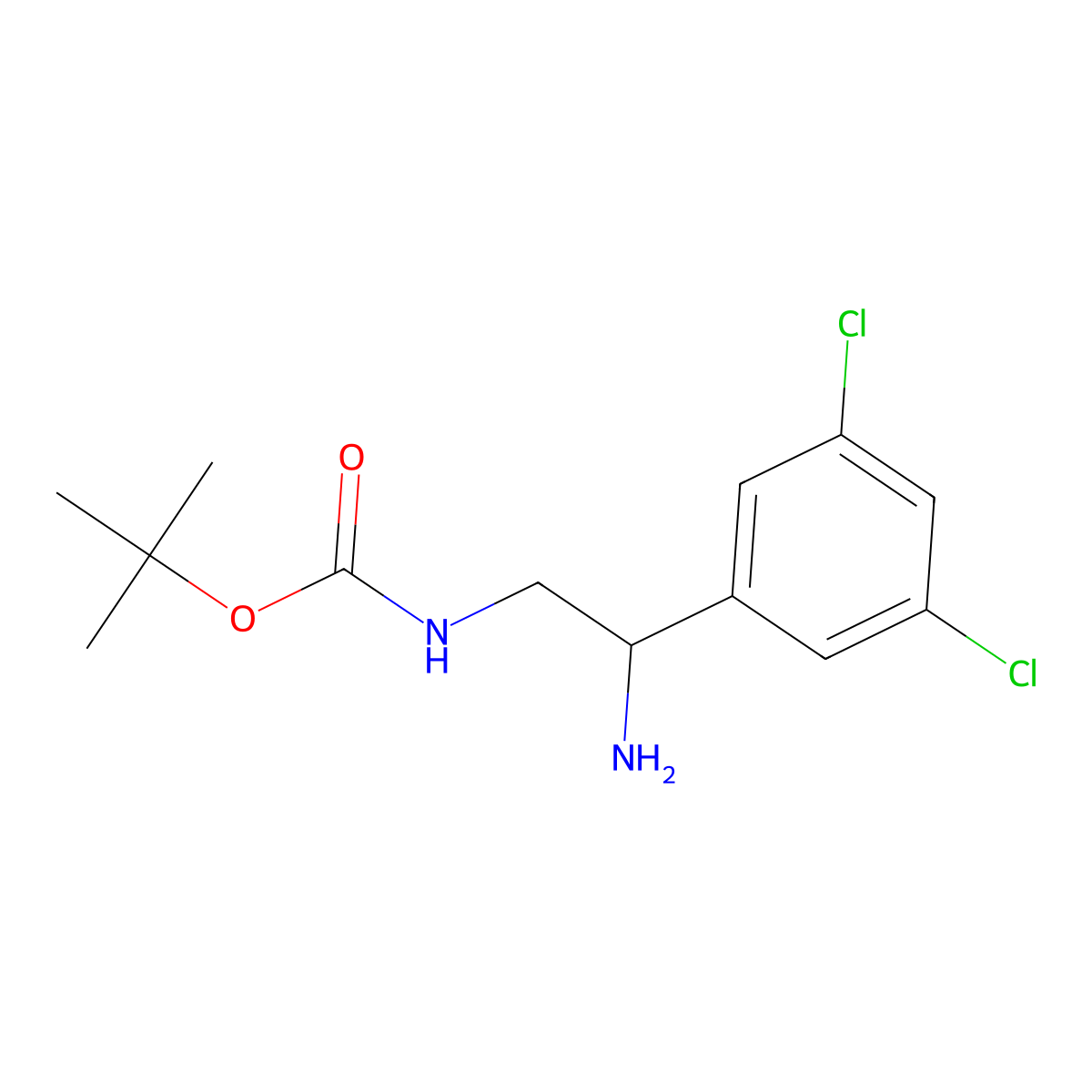 tert-butyl N-(2-amino-2-(3,5-dichlorophenyl)ethyl)carbamate molecular structure, CAS 1270450-80-0