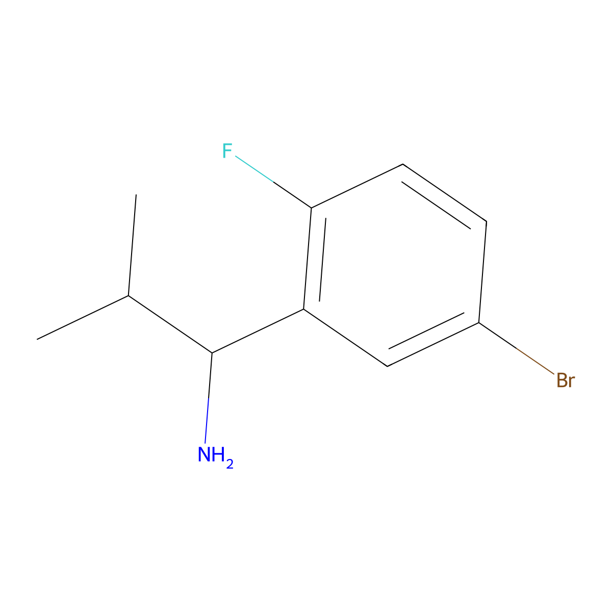 1-(5-Bromo-2-fluorophenyl)-2-methylpropan-1-amine molecular structure, CAS 1270452-47-5