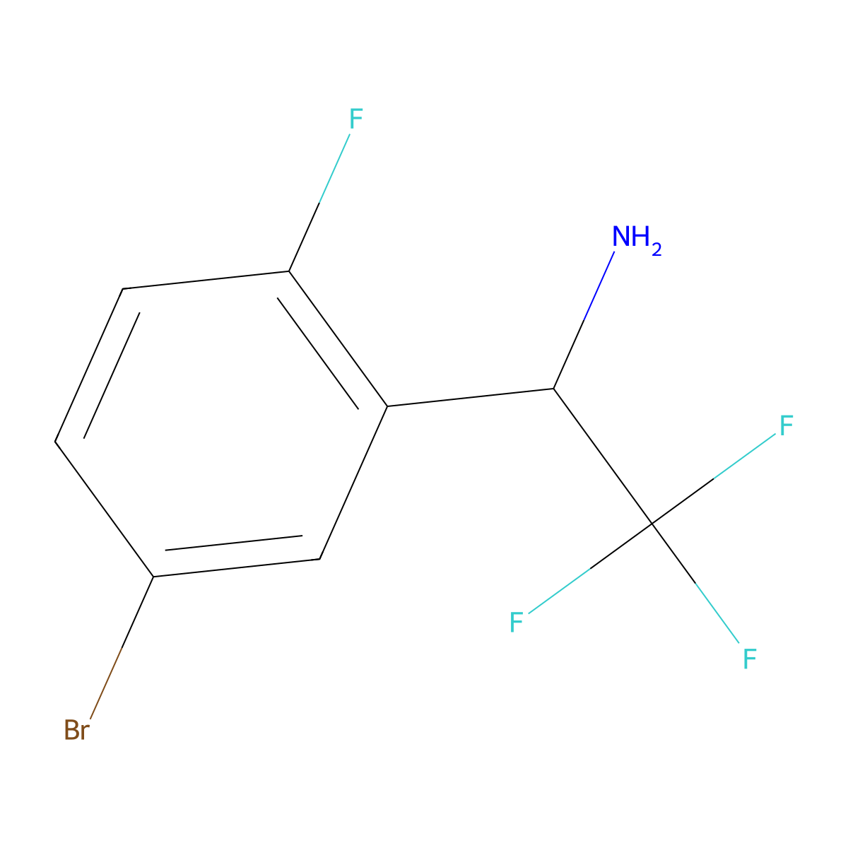 1-(5-Bromo-2-fluorophenyl)-2,2,2-trifluoroethanamine molecular structure, CAS 1270452-52-2