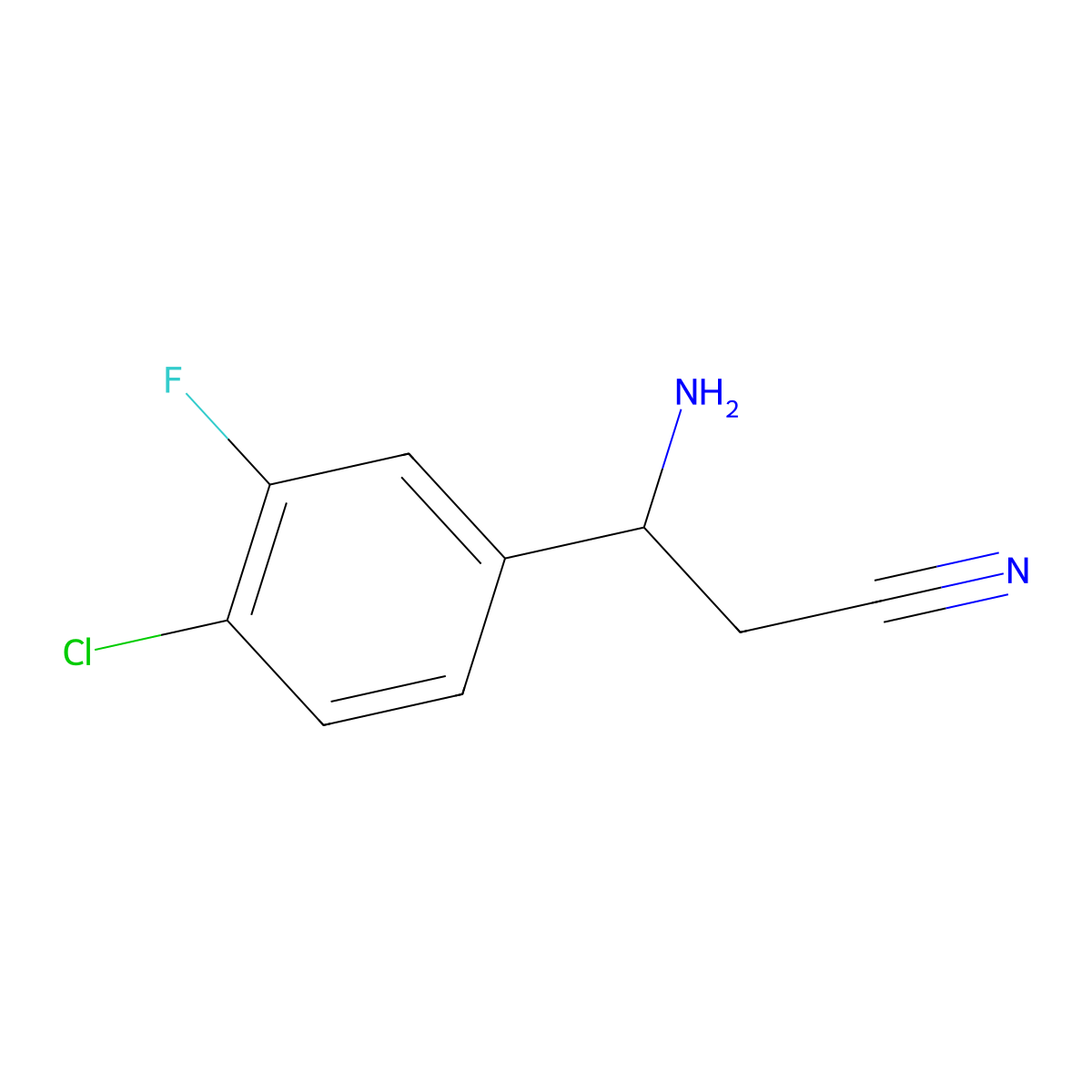 3-Amino-3-(4-chloro-3-fluorophenyl)propanenitrile molecular structure, CAS 1270453-92-3