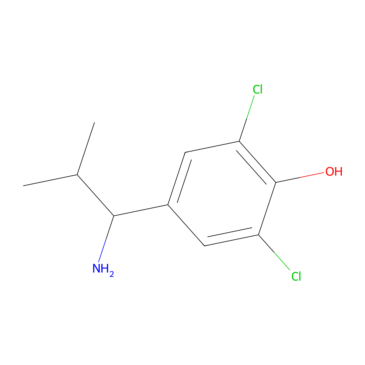 4-(1-Amino-2-methylpropyl)-2,6-dichlorophenol molecular structure, CAS 1270456-87-5