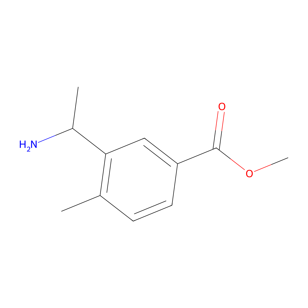 Methyl 3-(1-aminoethyl)-4-methylbenzoate molecular structure, CAS 1270459-84-1
