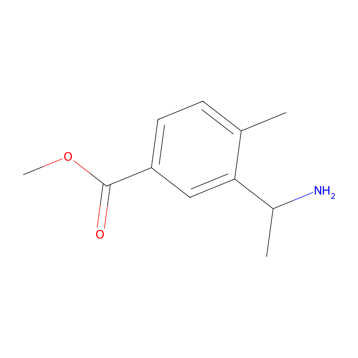 Methyl 3-(1-aminoethyl)-4-methylbenzoate molecular structure, CAS 1270459-84-1