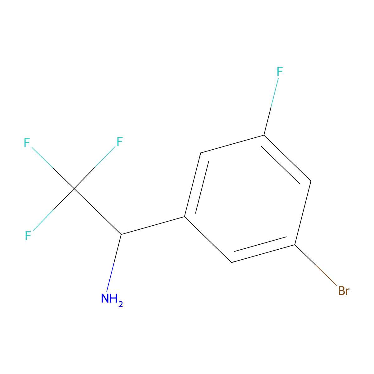 1-(3-Bromo-5-fluorophenyl)-2,2,2-trifluoroethan-1-amine molecular structure, CAS 1270460-40-6