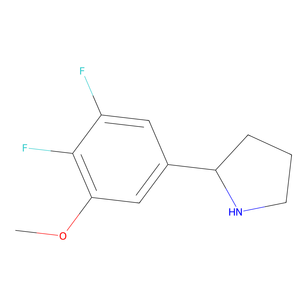 2-(3,4-Difluoro-5-methoxyphenyl)pyrrolidine molecular structure, CAS 1270460-65-5