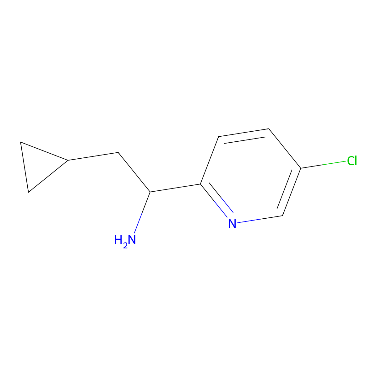 1-(5-Chloropyridin-2-yl)-2-cyclopropylethan-1-amine molecular structure, CAS 1270460-92-8