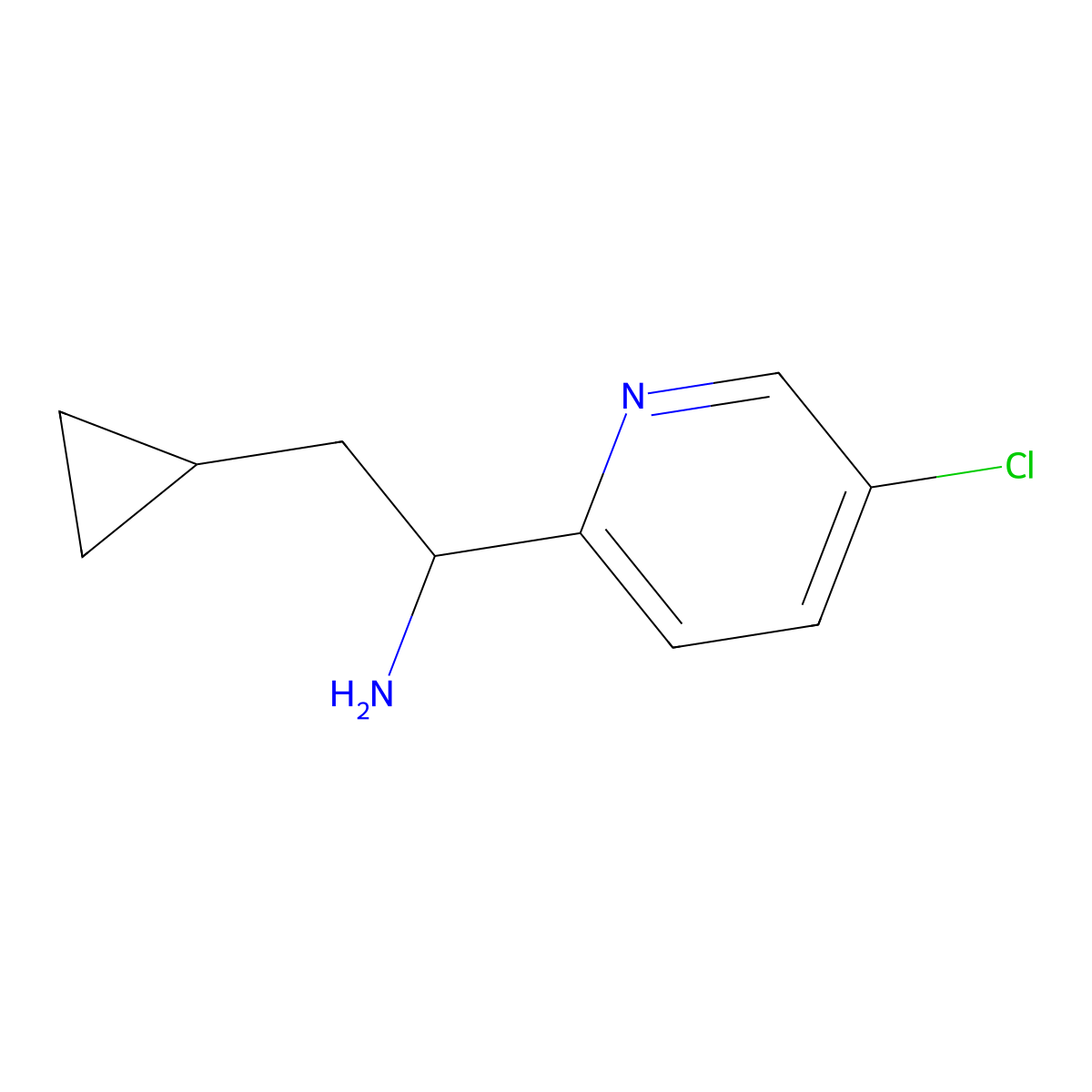 1-(5-Chloropyridin-2-yl)-2-cyclopropylethan-1-amine molecular structure, CAS 1270460-92-8