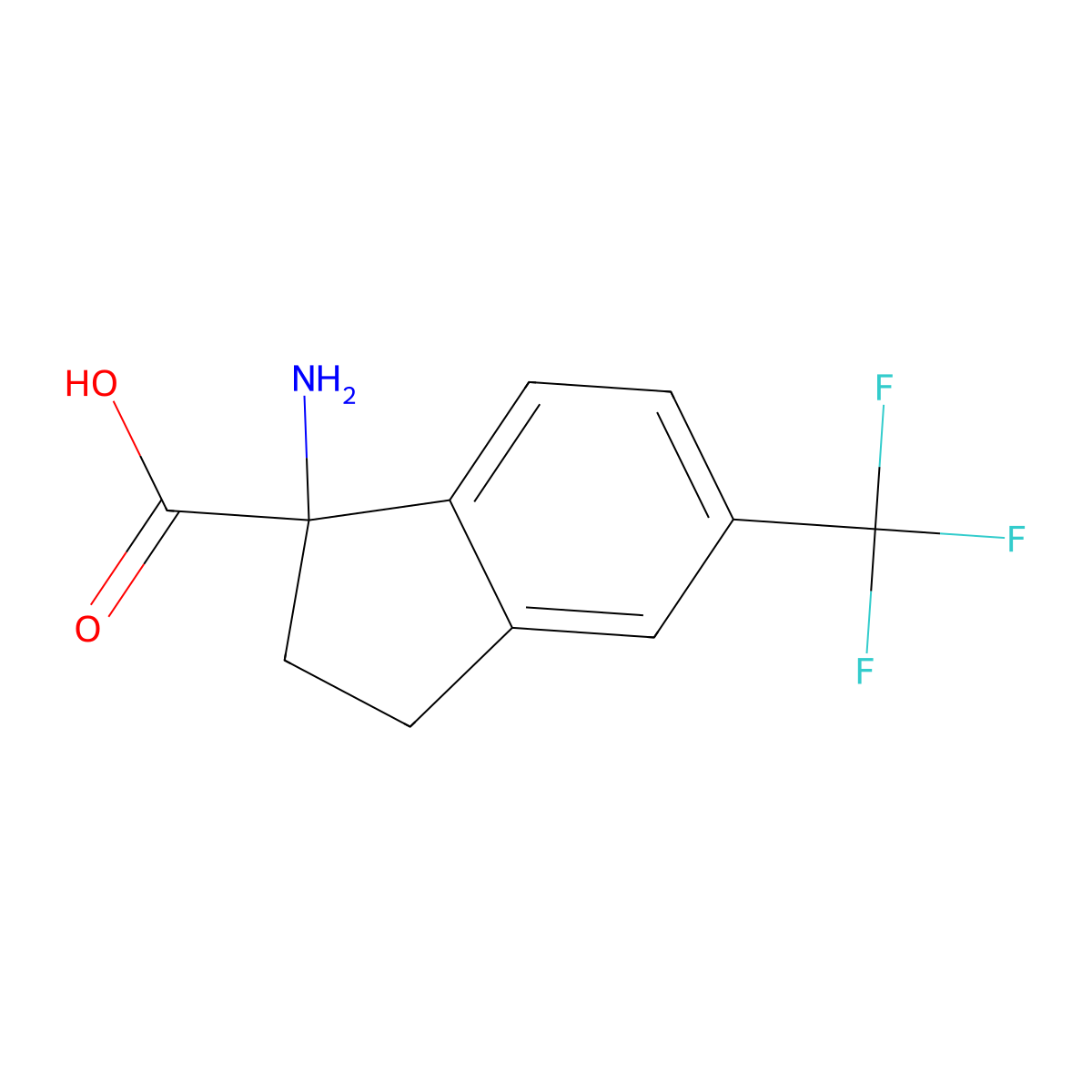 1-Amino-5-(trifluoromethyl)-2,3-dihydro-1H-indene-1-carboxylic acid molecular structure, CAS 1270462-50-4